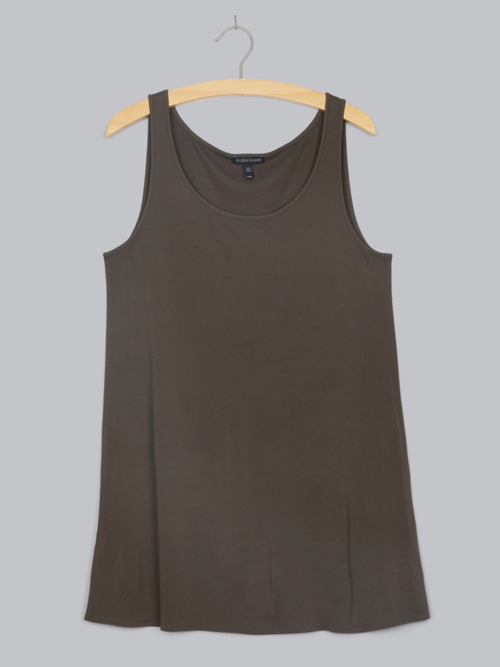 Eileen Fisher Renewed Stretch Silk Jersey Tank Olive SZ SM